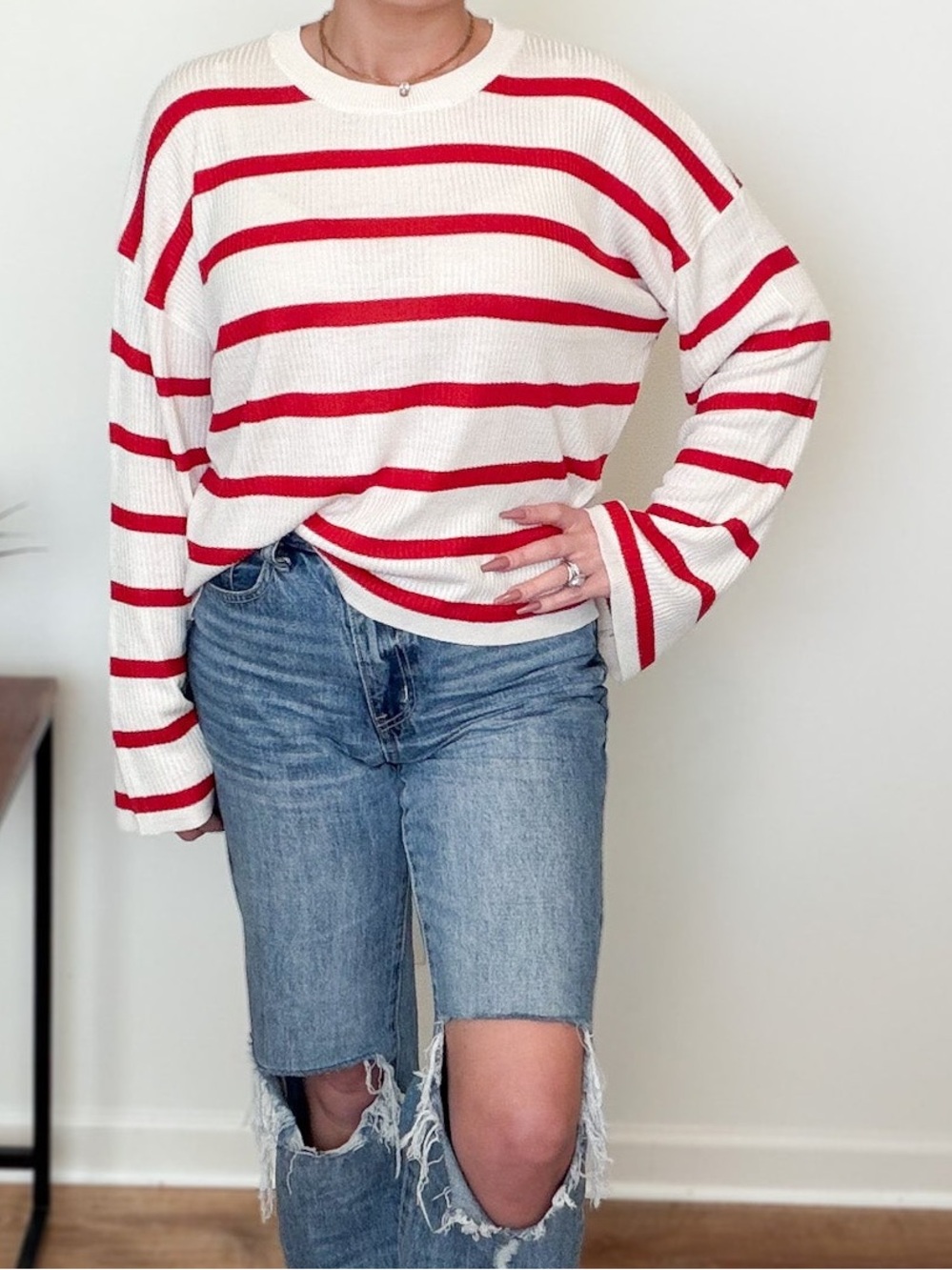 Bold Lines Ribbed Pullover